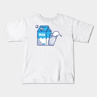 Milk, Milk Box and glass Kids T-Shirt